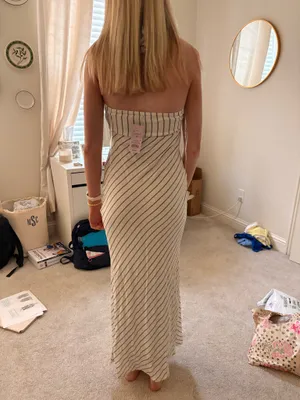 Striped Maxi Dress Tan Size XS thumbnail 5
