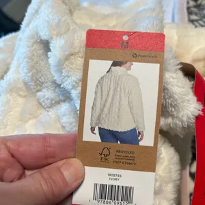 Eddie Bauer So Comfy Blanket Sweater Turtleneck Off White Cable Knit Fleece New thumbnail 10
