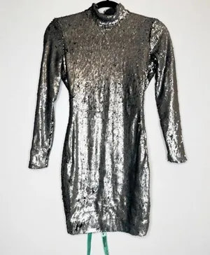 House Of CB Starlight Silver Sequin Back Dress thumbnail 7