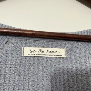 Free People We The Free Santa Clara Thermal Top Gray Oversized M thumbnail 5