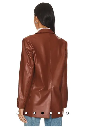 Imaan Faux Leather Blazer in Cognac thumbnail 3