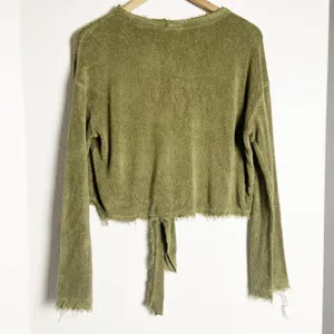 Free People Green Emmas Tie Henley Sweater Top Size XS thumbnail 4