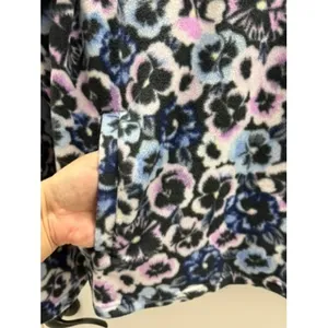 Vera Bradley Sporty Fleece Snap-Collar Pullover Plum Pansies‎ Floral XS Womens thumbnail 9