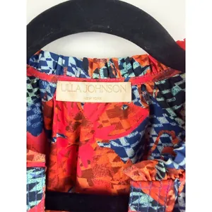 Ulla Johnson Ottilie Hypnotic Flamingo Cotton Midi Dress Puff Sleeve Coral Sz 0 thumbnail 4