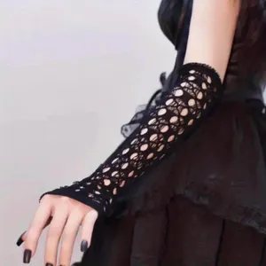 Black Hollow Out, Elegant Decorative Arm Cover, Leisure Style Fingerless Sleeves thumbnail 4