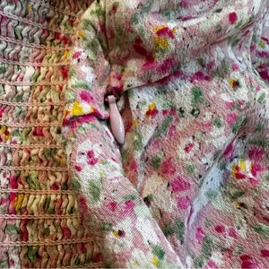 Astr The Label Puff Sleeve Front Slit Midi Dress In Pink‎ Multi Ditsy Size Large thumbnail 12