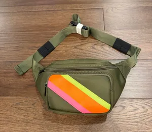 Bagging Rights Olive Crossbody Bag / Fanny Pack with Neon Accents New - C11-513 thumbnail 1