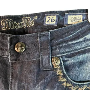 New Miss Me Jeans Womens Size 26 skinny dark Denim Embellished stitched‎ Pockets thumbnail 5
