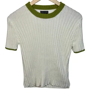 NEW Abercrombie & Fitch White Green Knit Short Sleeve Sweater Top Womens Size M thumbnail 1