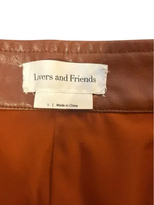 Lovers and Friends Georgie Pant in Chestnut Brown Womens Large Faux Leather thumbnail 7