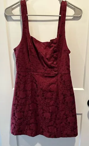 Urban Outfitters Hallie Embroidered Floral Square Neck Button Mini‎ Dress Size 8 thumbnail 1
