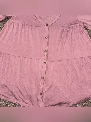 Moa Moa Dusty Pink Button-Front Tiered Long Sleeve Top Small thumbnail 8