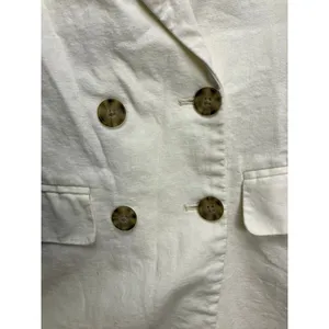 Abercrombie & Fitch Womens Linen Blend Double Breasted Blazer Cream‎ Small S thumbnail 7