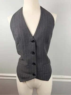 Abercrombie & fitch Mara Tailored Halter Vest pinstripe size medium backless thumbnail 2