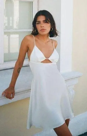 ZARA Dress Mini Satin Lingerie Effect White Wedding Bridal Shower Vacation Summer thumbnail 5