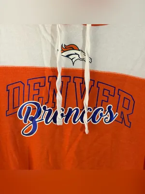 NFL Team Apparel Denver Broncos Women's XL Hoodie Orange White Colorblock thumbnail 2