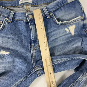 Zara Woman Jeans Womens 4 Blue Distressed Slim Tapered Crop Denim Medium‎ Wash thumbnail 9