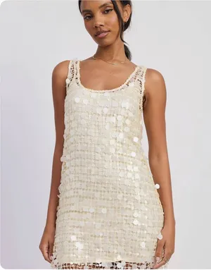 Knit sequin Dres Cream Gold thumbnail 1