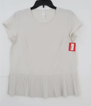 Spanx‎ Get Moving Yes Pleats Tee White Cloud Short Sleeve Top Small thumbnail 1