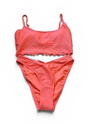 NWT Aeropostale ribbed bikini set coral thumbnail 1