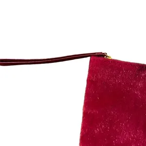 Ipsy Small Cosmetic Bag Bright Pink Gold Zipper Textured Hair FLAWED‎ 7"x4.5" thumbnail 2