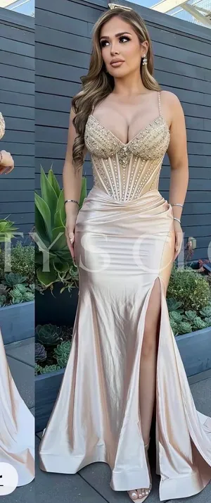 Champagne women’s dress Gold Size L thumbnail 1