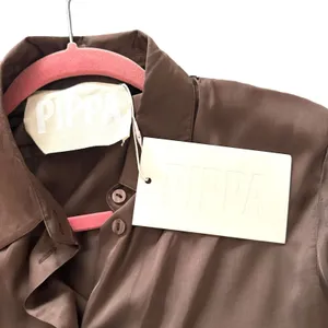 PIPPA THE LABEL Lennox Satin Button Down NWT Sz XS‎ Brown thumbnail 4
