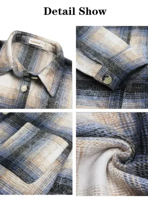 Casual Blue Plaid Button thumbnail 4