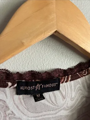 Almost Famous Y2K Brown Marble Print Ruched Crop Top Size M thumbnail 2