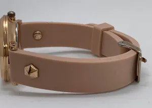 NY & C ladies 30mm rose gold tone rhinestones watch silicone band runs thumbnail 3