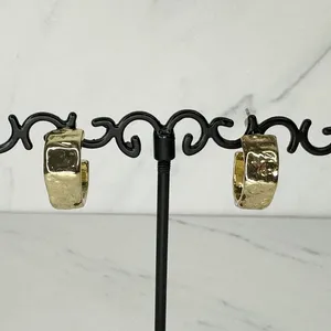 Chico's Hammered Metal Gold Tone Hoop Earrings ✨ thumbnail 2