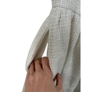 Cider Dress S Ivory Metallic Tweed Braided Trim Square Neck Mini Pockets NEW thumbnail 9