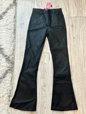Edikted black leather pants thumbnail 1