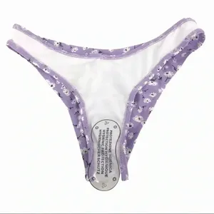 Floral Lilac Two Piece Deep Plunge Bikini Top High Waisted Bottoms Womens Medium thumbnail 12