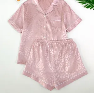 Pink Satin Leopard Pajama Set thumbnail 1
