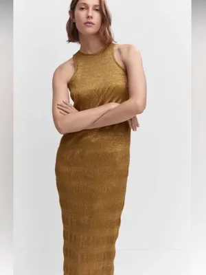 Mango Gold Shimmer Dress thumbnail 2