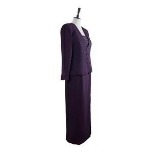 Karen Miller Vintage Jacket Long Dress Beaded Sequins Plum Purple Women’s Size 8 thumbnail 3