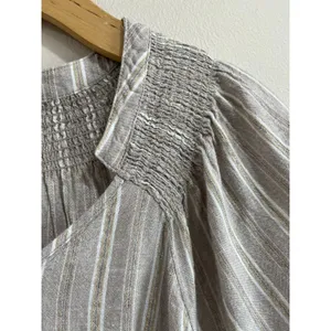 Linda Anderson Beige Rayon Linen Blend Pleated Boho Midi Dress‎ Size XL thumbnail 8