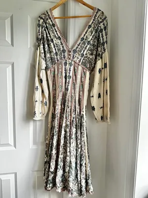 Anthropologie Let Me Be Floral Embroidered Lace Long Sleeve Bohemian Maxi Dress thumbnail 6