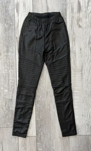 Revolve PLUSH Faux Leather Moto Grunge Scandi Minimal Fleece Lined Leggings xs thumbnail 1