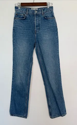 Reformation Cynthia High Rise Straight Crop Jeans Light Wash Tencel Denim Sz 25 thumbnail 1