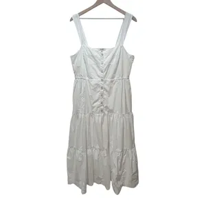 Madewell Suzette Tier Midi Dress 16 White Cotton Button Front Cottagecore Bridal thumbnail 2