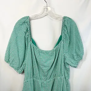Draper James XXL Dress‎ Green Gingham Surplice Cotton Puff Sleeve Tiered 1827 thumbnail 8