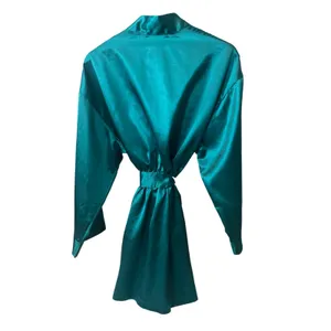 VINTAGE Victoria’s Secret Satin Green Robe short SZ O/S Attached Belt thumbnail 2
