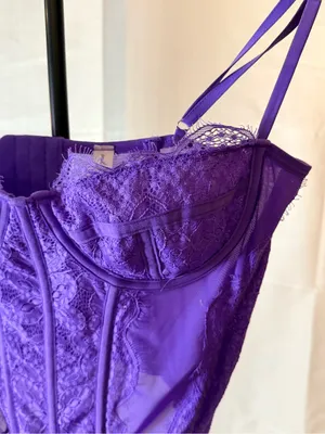 Urban Outfitters Out From Under Lace Purple Underwire Corset Top Bustier Coquett thumbnail 2