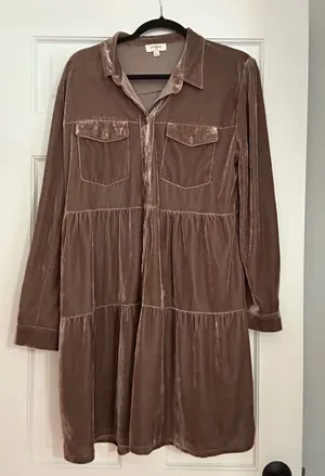 Umgee Velvet Dress Brown thumbnail 1
