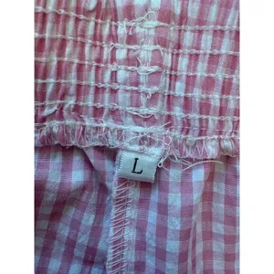 Unbranded Gingham Pajama Set Women Large Pink Bow Peplum Shorts Loungewear thumbnail 9
