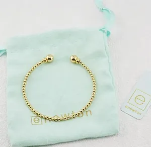 Gold & Silver Enewton Open Cuff Beaded Bangle Stackable Jewelry With Pouch thumbnail 2