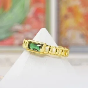 Emerald Chain Ring Green Size 6 thumbnail 2