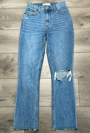 Abercrombie & Fitch The 90’s Slim Straight Ultra High Rise Curve Love Jeans 24 thumbnail 1